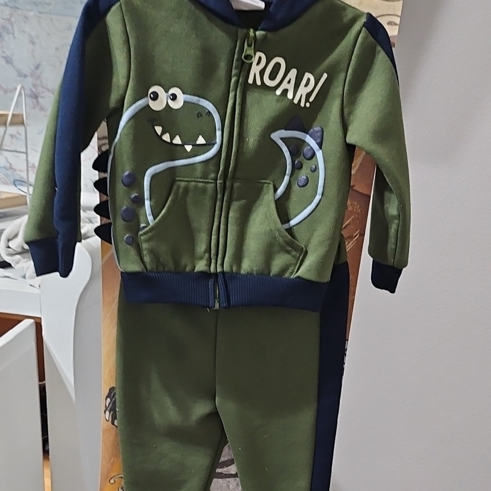 Green Dinosaur Hoodie and Pants Set
